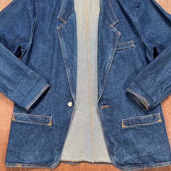 Vivaldi Jeanswear Vintage Denim Blazer Jacket Medium Wash Made in USA Small - Picture 5 of 12